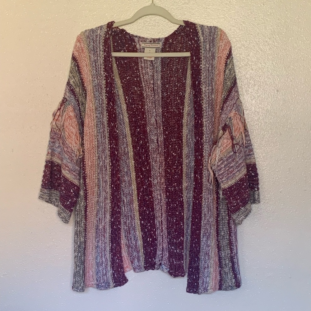 Multi Colored Tassel Stripe Cardigan